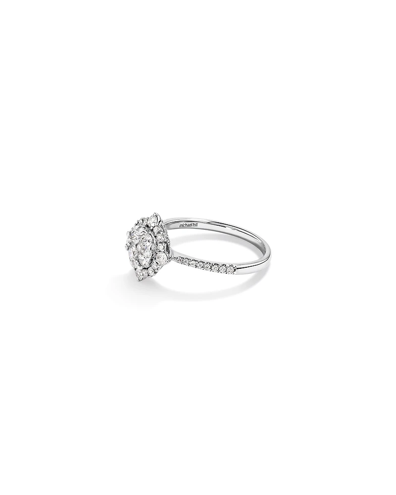 Halo Engagement Ring with .79TW of Diamonds in 14k White Gold