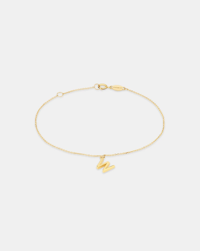 19cm (7.5") W Initial Bracelet in 10kt Yellow Gold