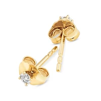 0,10 Carat TW Boucles d'oreilles puces solitaires en or jaune 10kt
