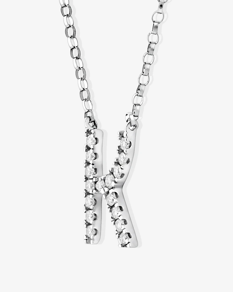 K' Initial necklace with 0.10 Carat TW of Diamonds in 10kt White Gold