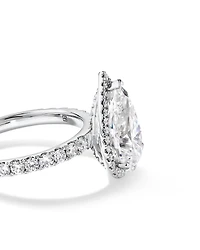 3.60 Carat TW Pear Cut Laboratory-Grown Diamond Halo Engagement Ring 18kt White Gold
