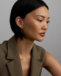 Boucles d'Oreilles Clous en Or Jaune 10kt avec Rubis Rouge Créé Ronde