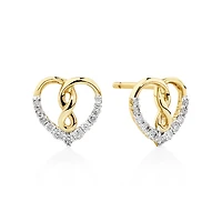 Heart Infinity Earrings With 0.20 Carat TW Of Diamonds In 10kt Yellow Gold