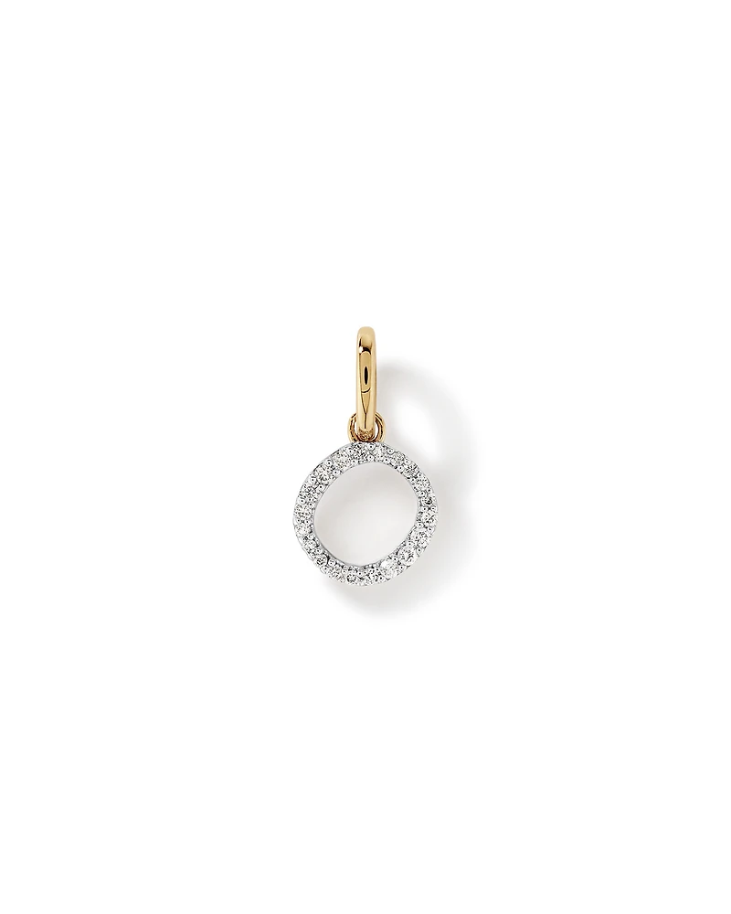 Pendentif avec initiale de la lettre O en diamant en or jaune 10 carats