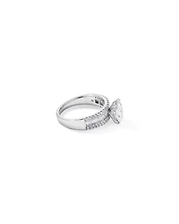 Bague en diamant latérale ovale TW de 2,21 carats et baguette cultivée laboratoire or blanc 14