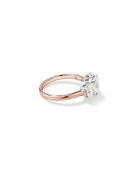 2 Carat Three Stone Oval Laboratory-Grown Diamond Engagement Ring 14kt Rose and White Gold