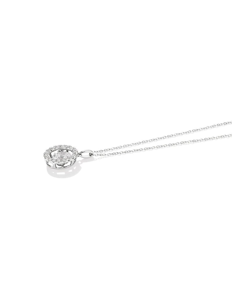 Lume Lab Oval Pendant with 1.00 Carat TW of Laboratory-Grown Diamond in 10kt White Gold