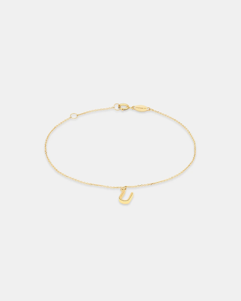 19cm (7.5") U Initial Bracelet in 10kt Yellow Gold
