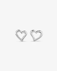 Open Heart Stud Earrings in Sterling Silver