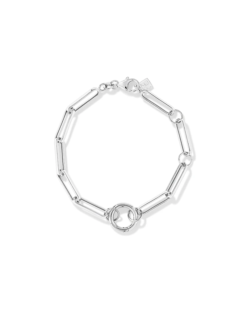 Bracelet à pendentif ouvert avec trombone carré de 18 cm (7") en argent sterling