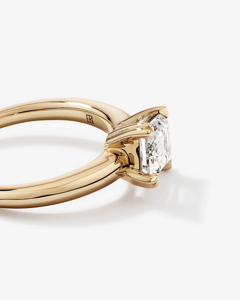 2.00 Carat TW East West Emerald Cut Laboratory-Grown Diamond Offset Engagement Ring in 14kt Yellow Gold