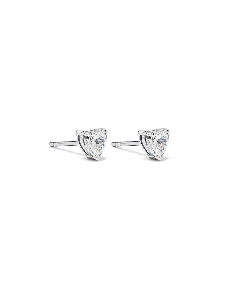 Ensemble de Boucles d'Oreilles Clous et Collier Coeur en Zircon Cubique en Argent Sterling
