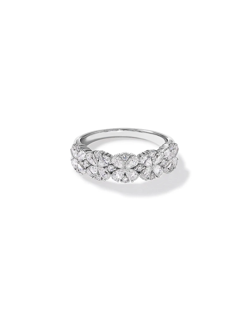 LAB. Pear and Round Brilliant Ring with 1.05 Carat TW of Laboratory-Grown Diamonds in 10kt White Gold