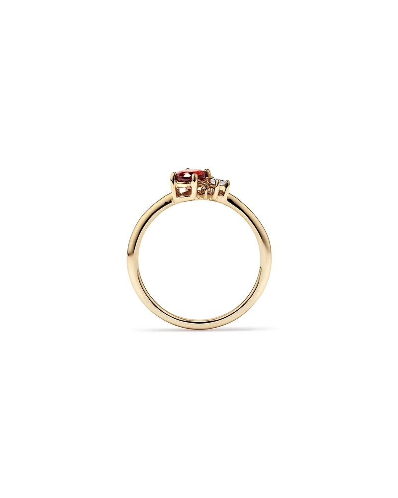 White Sapphire and Oval-Cut Garnet Toi Et Moi Ring in 10kt Yellow Gold