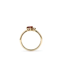 White Sapphire and Oval-Cut Garnet Toi Et Moi Ring in 10kt Yellow Gold