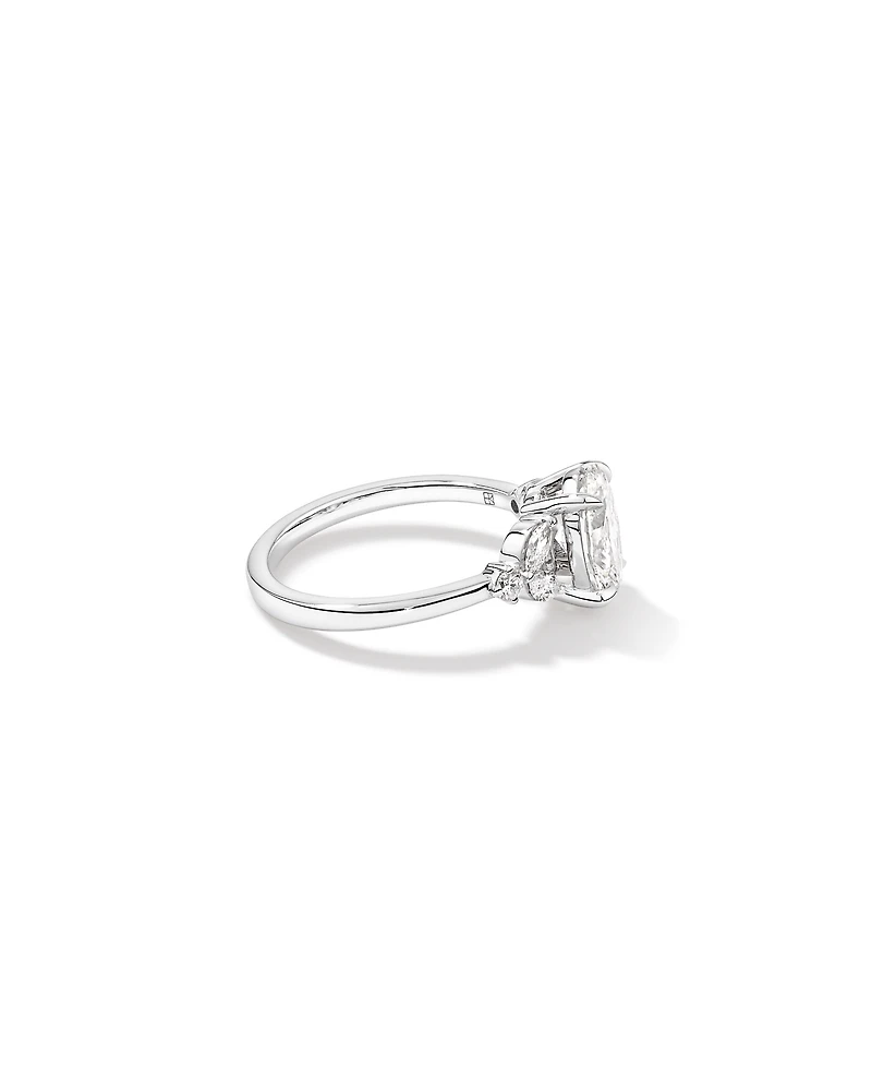 1.73 Carat TW Oval Cut Laboratory-Grown Diamond Marquise Side Stone Engagement Ring 14kt White Gold
