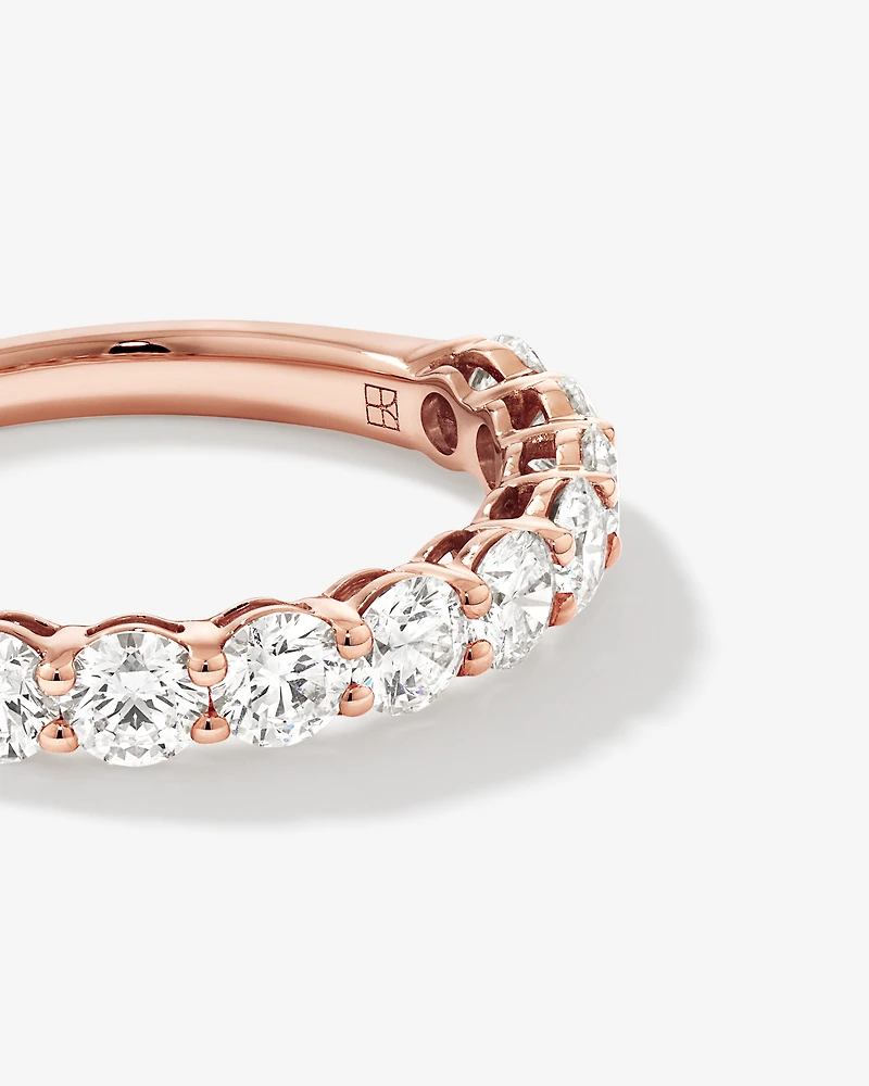 1.30 Carat TW Round Brilliant Laboratory-Grown Diamond Wedding Ring in 14kt Rose Gold