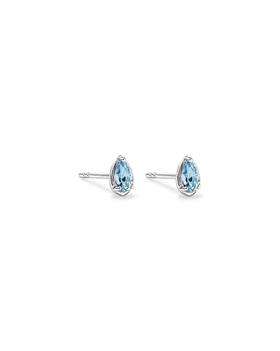 Pear-Cut Aquamarine Stud Earrings in Sterling Silver