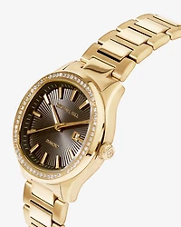 Women's 0.40 Carat TW Diamond Bezel Watch in Gold Tone with Black Dial