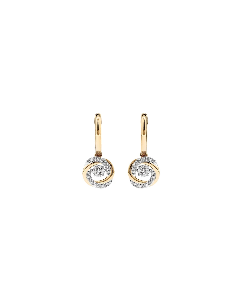 Boucles d’oreilles TW Diamond Everlight Swirl Drop Huggie de 0,35 carat en or jaune 10 carats