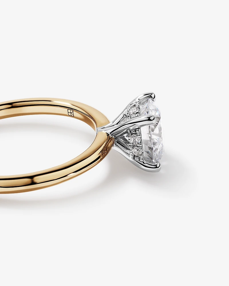 1.55 Carat TW Round Brilliant Lab-Grown Diamond Solitaire Hidden Halo Engagement Ring in 14kt Yellow and White Gold