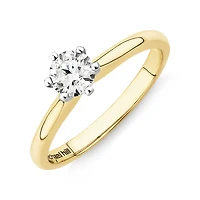 Bague de fiançailles en or jaune et blanc 18 K à diamant solitaire certifié totalisant 0,50 ct