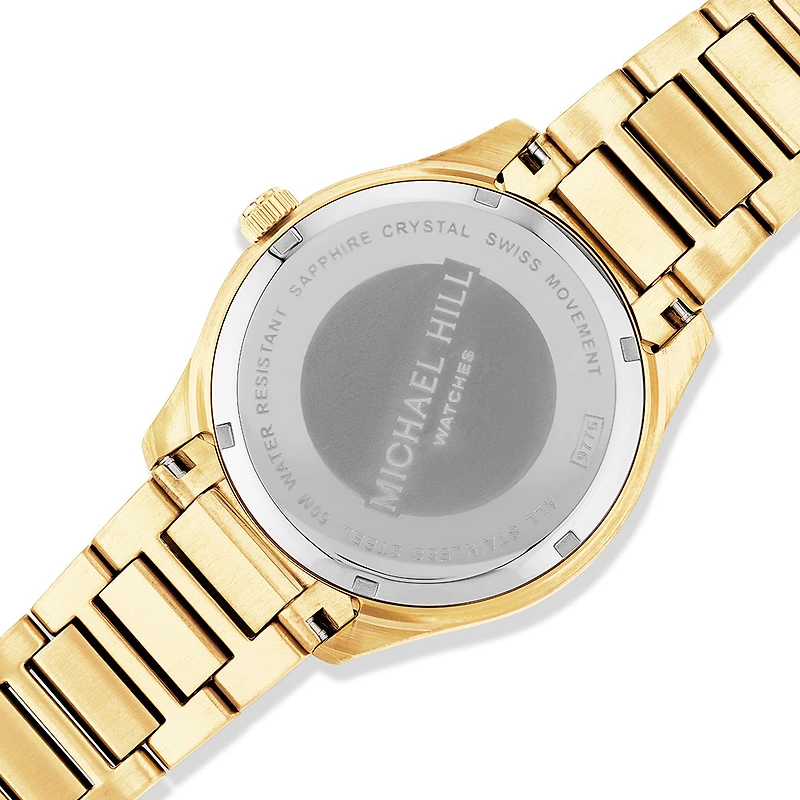 Men's 0.60 Carat TW Diamond Quartz Yellow Gold Tone Stainless Steel Watch with Black Dial