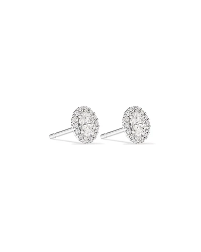 0.60 Carat TW Laboratory-Grown Diamond Oval Halo Stud Earrings Set in 10kt White Gold