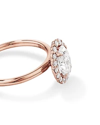 1.46 Carat TW Oval Cut Laboratory-Grown Diamond Halo Engagement Ring in 14kt Rose Gold