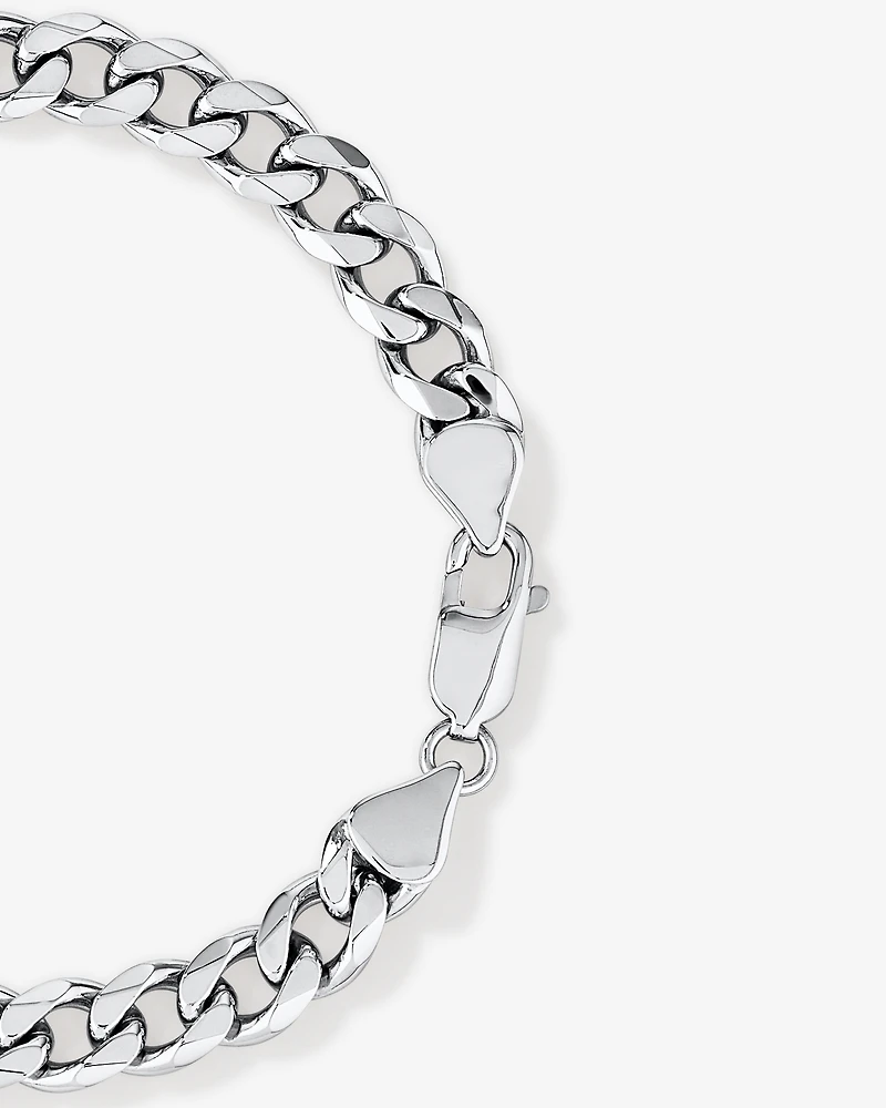 Men's Silver 21CM Curb ID Bracelet with 0.33 Carat TW of Black Diamonds