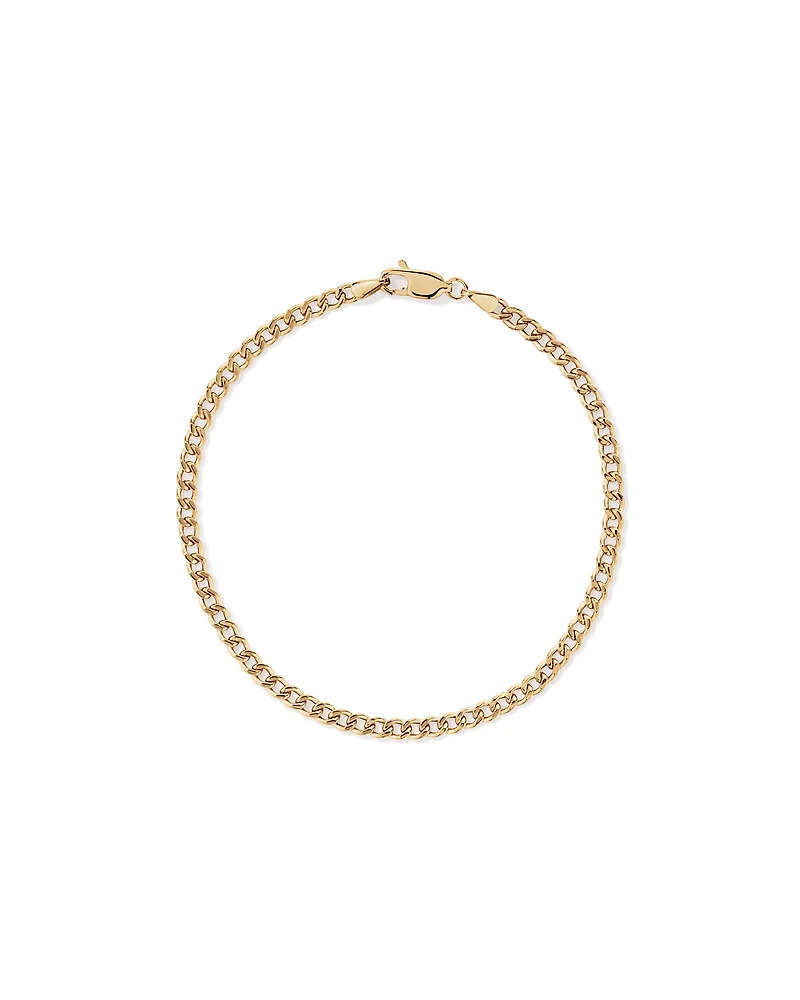 19cm (20") 2.95mm Width Semi Solid Diamond Cut Curb Bracelet in 10kt Yellow Gold