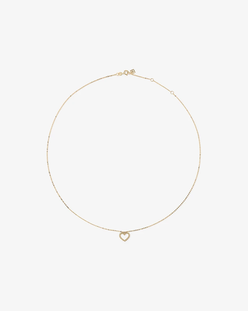 Bead Heart Pendant and Stud Earrings Set in 10kt Yellow Gold