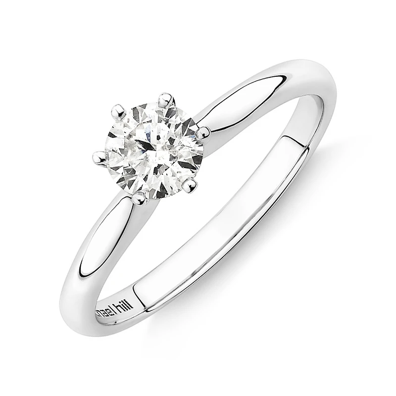 Bague de fiançailles en or blanc 18 K à diamant solitaire certifié totalisant 0,50 ct