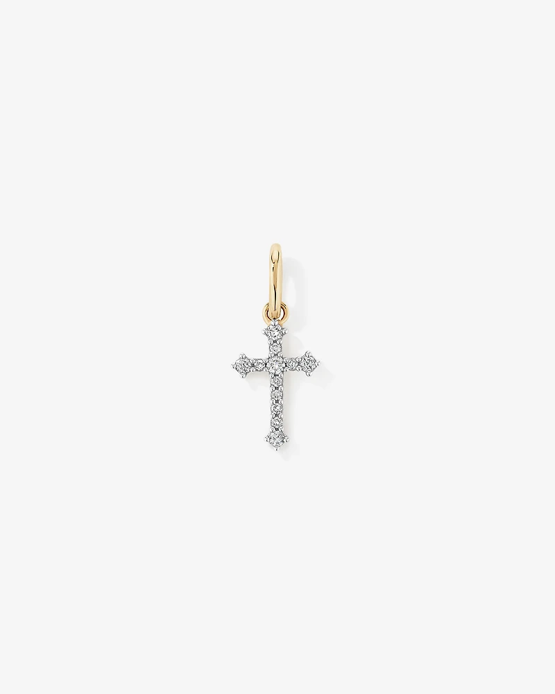 0.10 Carat TW Diamond Cross Pendant in 10kt Yellow Gold