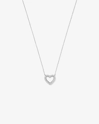 Cubic Zirconia Puff Love Heart Pendant Necklace in Sterling Silver
