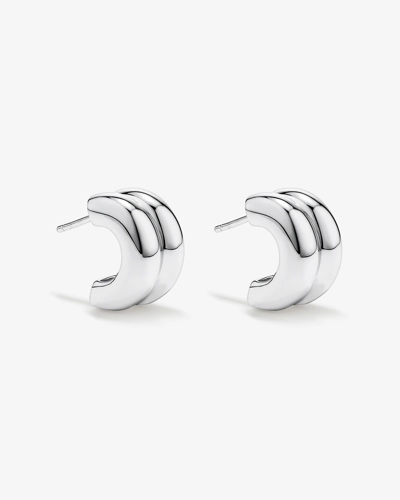 Boucles d’oreilles double demi-cerceau en argent sterling