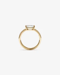 Bague de fiançailles à double anneau en or jaune 14 carats, taille émeraude East West de 1,88 carat, poids total