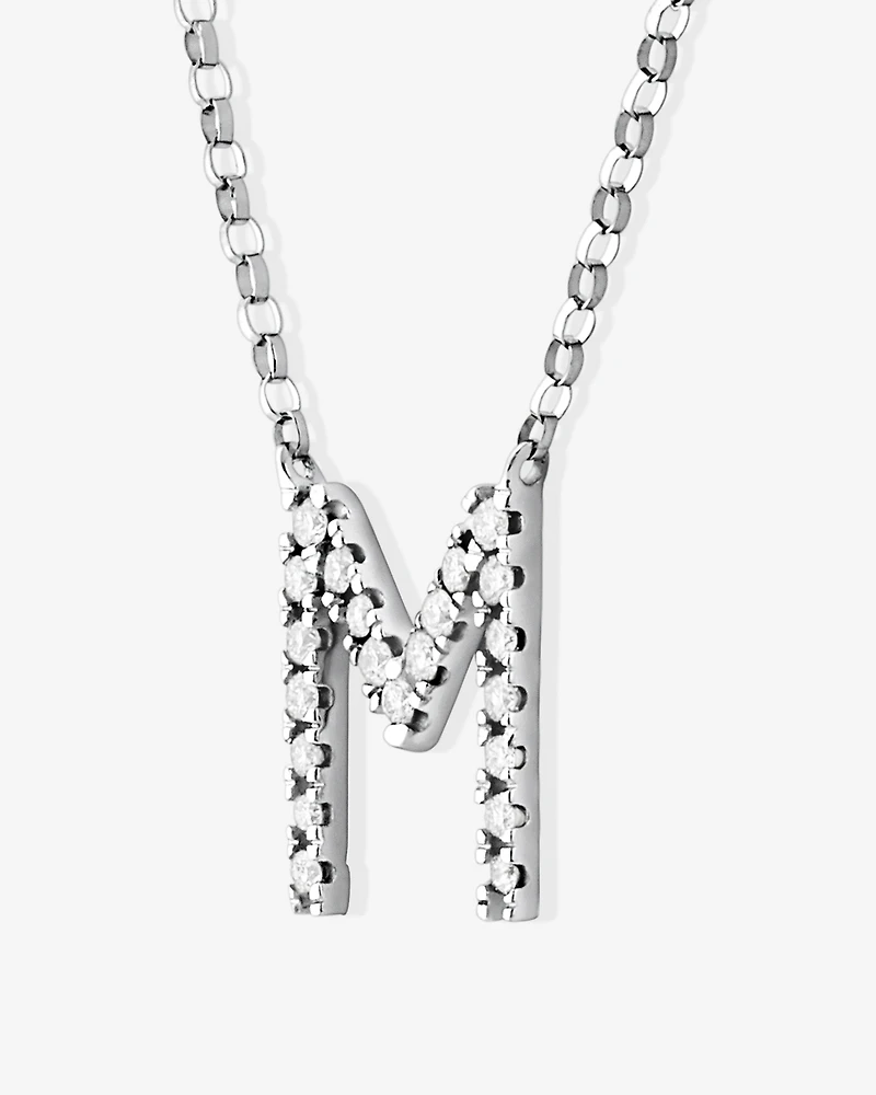 M' Initial necklace with 0.10 Carat TW of Diamonds in 10kt White Gold