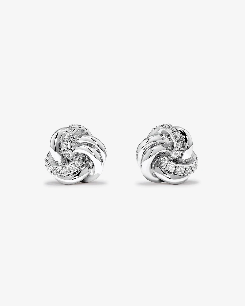 Boucles d’oreilles TW Diamond Knots de 0,15 carat en argent sterling