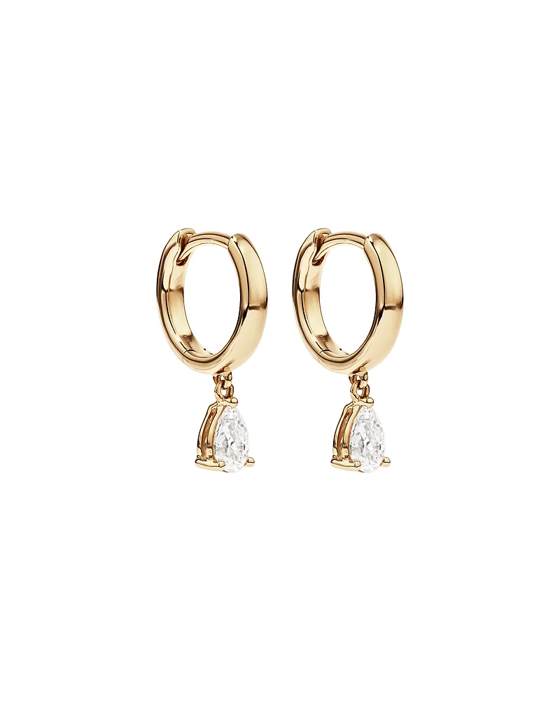 0.50 Carat TW Pear Cut Laboratory-Grown Diamond Drop Sleeper Earrings in 10kt Yellow Gold
