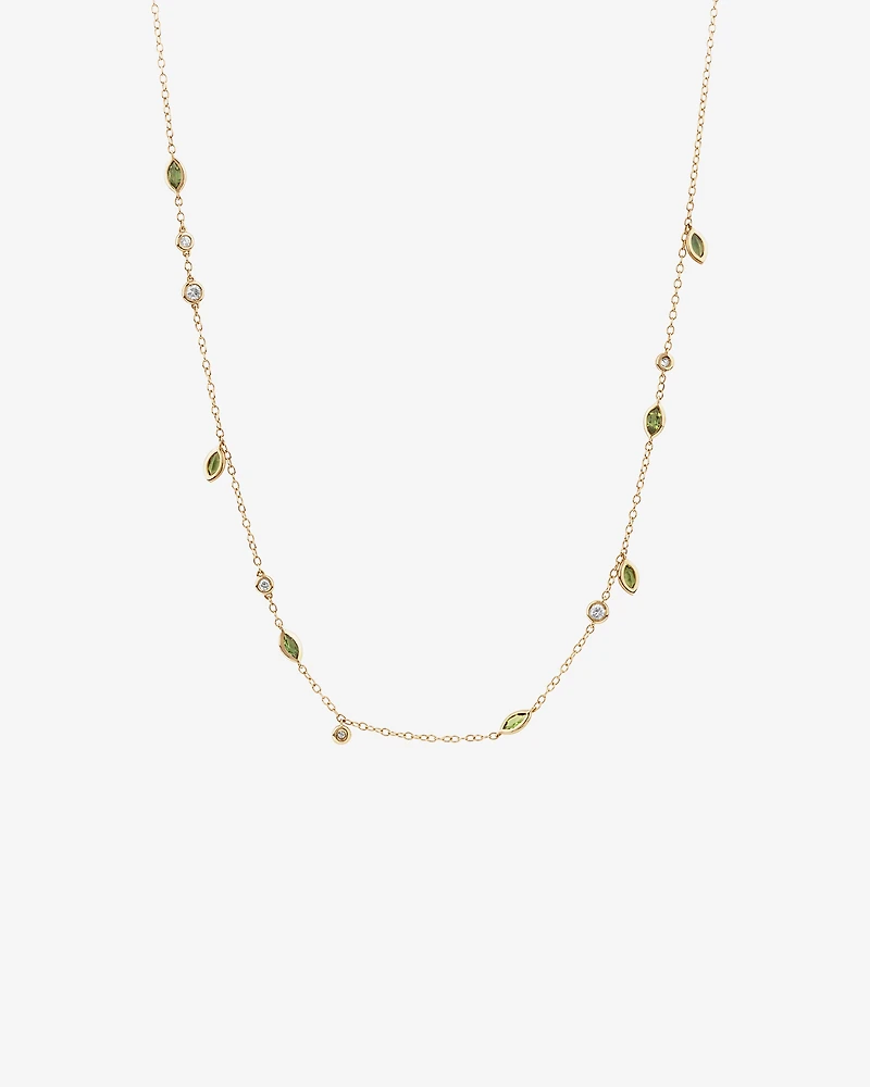 Necklace with Green Tourmaline & 0.14 Carat TW of Diamonds in 10kt Yellow Gold
