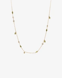 Necklace with Green Tourmaline & 0.14 Carat TW of Diamonds in 10kt Yellow Gold