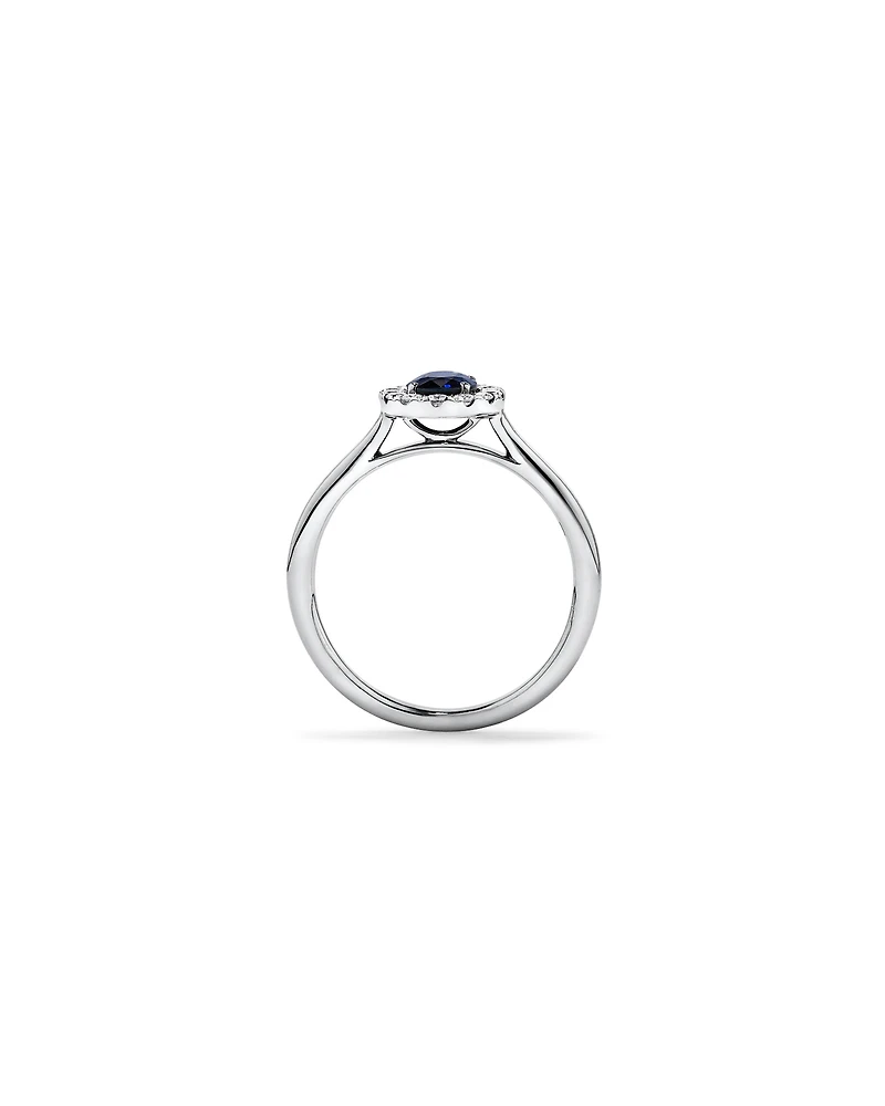Bague ovale TW 0,25 carat en saphir et diamant en platine recyclé