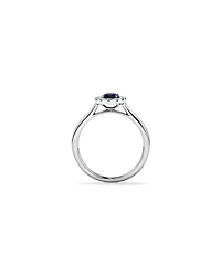 Bague ovale TW 0,25 carat en saphir et diamant en platine recyclé