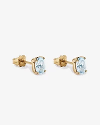 Oval Aquamarine Stud Earrings in 10kt Yellow Gold
