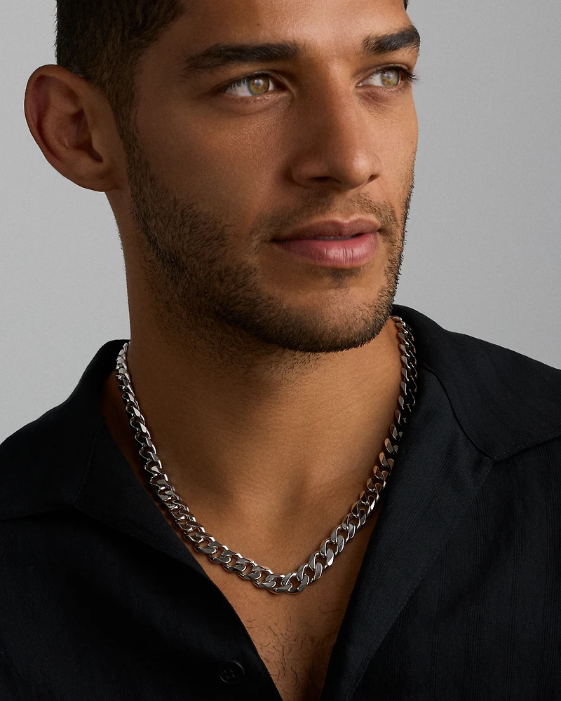 Chaîne gourmette de 11,3mm en argent sterling