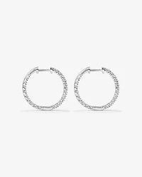Carat TW Laboratory-Grown Diamond Hoop Earrings Set in 10kt White Gold