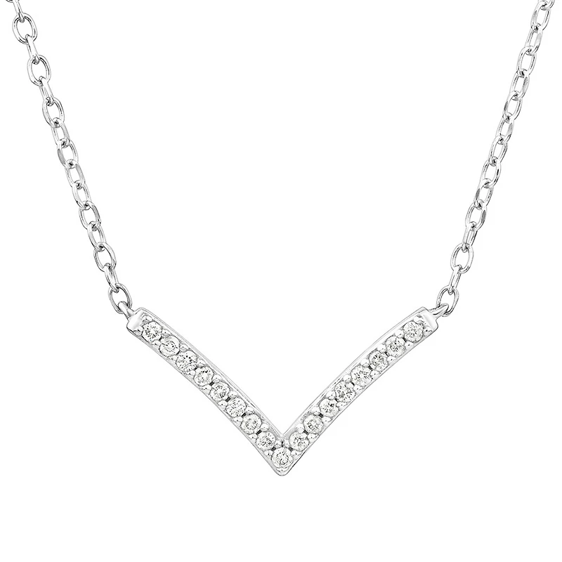 Chevron Necklace with 0.05 Carat TW Diamonds in Sterling Silver