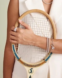 Pendentif Raquette de Tennis avec Accent de Diamant en Argent Sterling