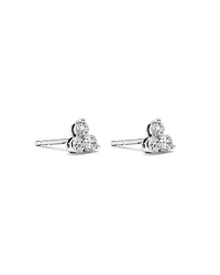 Boucles d’oreilles rondes TW en trio de diamants brillants de 0,50 carat en or blanc 10 carats